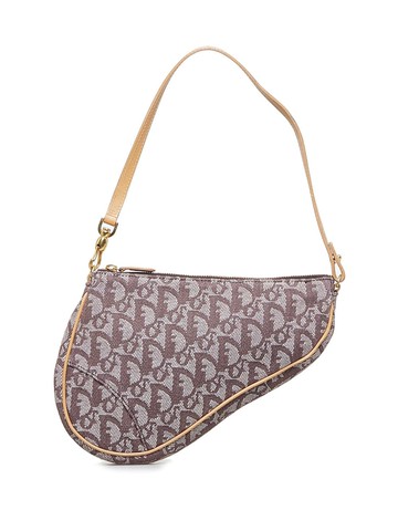 Christian Dior - pre-owned mini Oblique Saddle bag - women - Canvas/Calf Leather - One Size - Grey