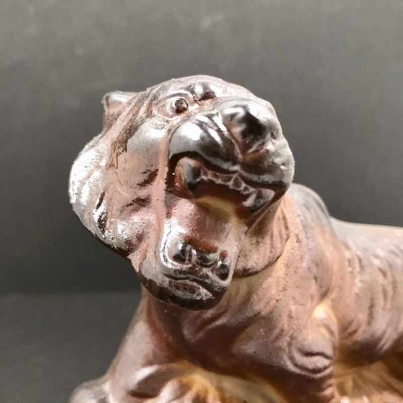 大理石円盤 虎 置き物