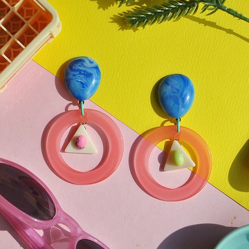 誇張大圈可愛果凍耳環/ 壓克力耳環
