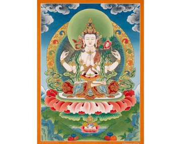 繁體中文  手繪西藏觀音唐卡畫