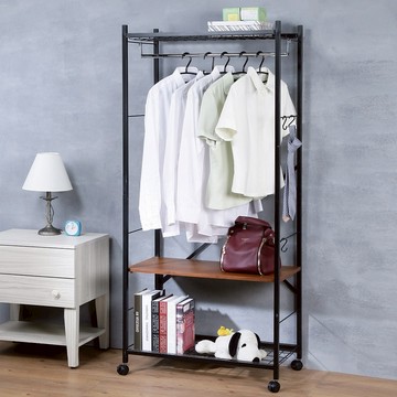 Justice移動式置物衣櫥架 高度可調 含活動輪  Black  75 x 45 x 165.5cm