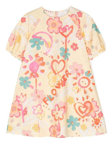 Marni Kids - floral-print short-sleeve dress - kids - Cotton - 14 yrs - Yellow