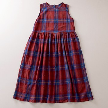 圓領格紋無袖洋裝48938