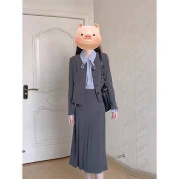 開春穿搭一整套小個子大學生正裝教資考公面試通勤西裝百褶裙套裝