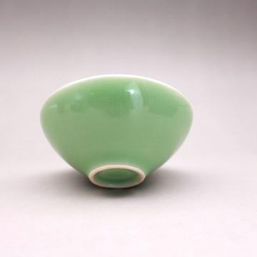 宋瓷龍泉窯梅子青釉斗笠杯 茶杯 古玩古董陶瓷器仿古老貨收藏品