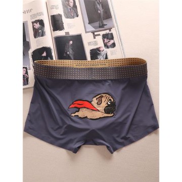 高端冰絲裸感果凍親膚男士內褲頭動漫狗狗舒適抗菌無痕平角底褲衩