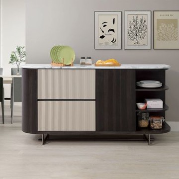 Boden-希爾達5.3尺石面造型收納餐櫃/碗盤櫃/置物矮櫃/電器櫃/玄關櫃-160x42x80cm