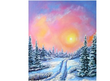 布面山脈風景油畫 60x50cm 日出 原創作品