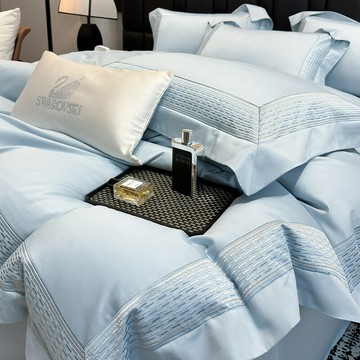 新款A類60支長絨棉刺繡四件套純棉繡花寬邊被套全棉床單床笠批發