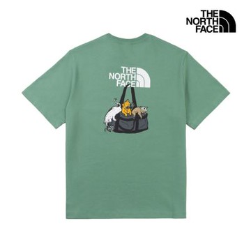 【The North Face 官方旗艦】北面男女款綠色背面大尺寸印花短袖T恤｜8GVPG57