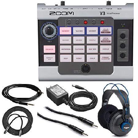 Zoom V3 Vocal Effects Processor With 16 Voice Effects   Professional Studio Reference Headphones   9V AC Adapter   Cables Deluxe Bundle Great For St