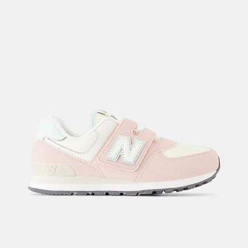 New Balance [PV574ABK] 中童 休閒鞋 經典 復古 W寬楦 NB 574 魔鬼氈 麂皮 淺粉 米白