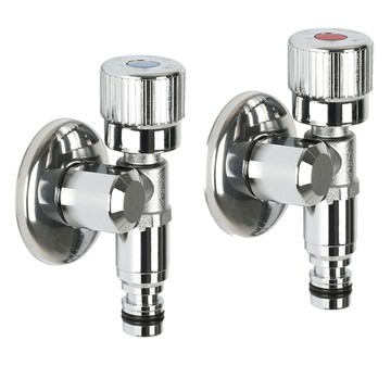 DOOJIN 超薄洗衣機L型水龍頭 冷熱水金屬接頭套組 DF70M  銀色  1組