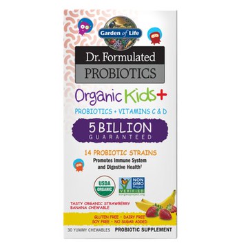 Dr. Formulated Probiotics Organic Kids Strawberry Banana Cool 30 Chewable Tabs by Garden of Life