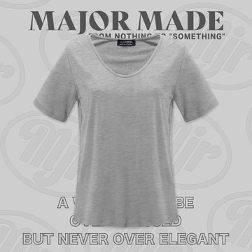 V領彈力刺繡弧度字短T