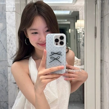 波點蝴蝶結適用蘋果17PROMAX手機殼iPhone16Plus軟殼14小清新13趣味15大孔12防摔11保護殼