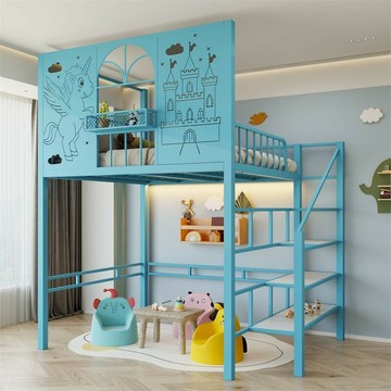 免運公司貨 樹屋床 兒童床 loft多功能省空间床 高低床 复试阁楼床 铁艺高架床 加厚小户型树屋床 可開發票 全館五折 工廠現貨直銷 新品特價 z11012