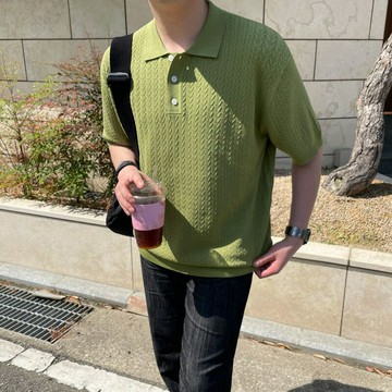 【巴黎精品】現貨+預購 針織衫短袖POLO衫-寬鬆復古潮流毛衣男上衣2色a1fy37