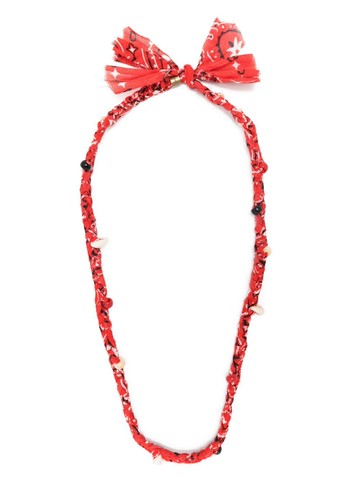 Alanui - Bandana braided necklace - women - Cotton/Acrylic/Shell - One Size - Red - Multicolor