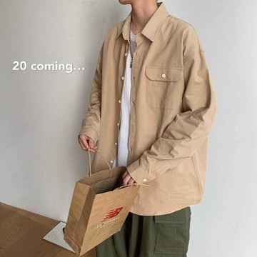 春秋12襯衫男長袖學生韓版潮流帥氣工裝襯衣港風痞帥休閒百搭外套折線 防風 防曬 賽車 風衣外套