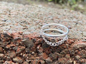 純銀 纏繞 銀鍊 鍊戒 戒指 S319