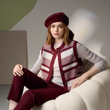 【Just J’S Miss】層次條紋針織開扣背心 J24W2818