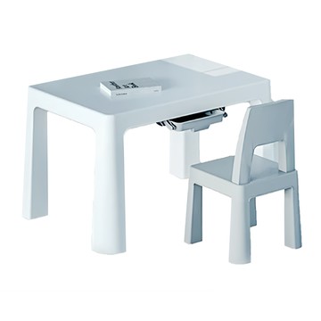 LILIKOKO 哩哩摳摳 可增高書桌椅組 一桌兩椅 8817-2 桌子(78 x 50 x 49cm) + 椅子(55 x 28 x 28cm)  灰色