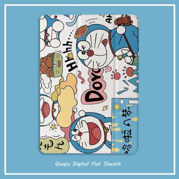 叮當貓卡通2021新款pro11保護套帶筆槽平板10.2/10.5寸氣囊殼18/19ipad air4/3/2/1三折式5/6蘋果9.7迷你654