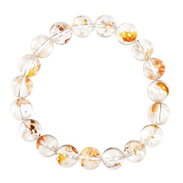 【正佳珠寶】黃銅礦閃金片 頂級超透體異相水晶 10.4-10.8mm