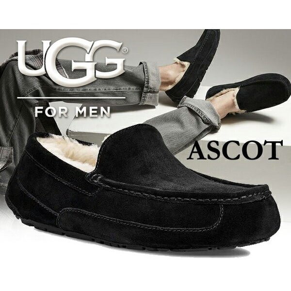 アグ Ugg アスコット メンズ スリッポン Ugg Mens Ascot Black モカシンシューズ メンズ ファー スリッポン ブラック ムートン 通販 Lineポイント最大0 5 Get Lineショッピング