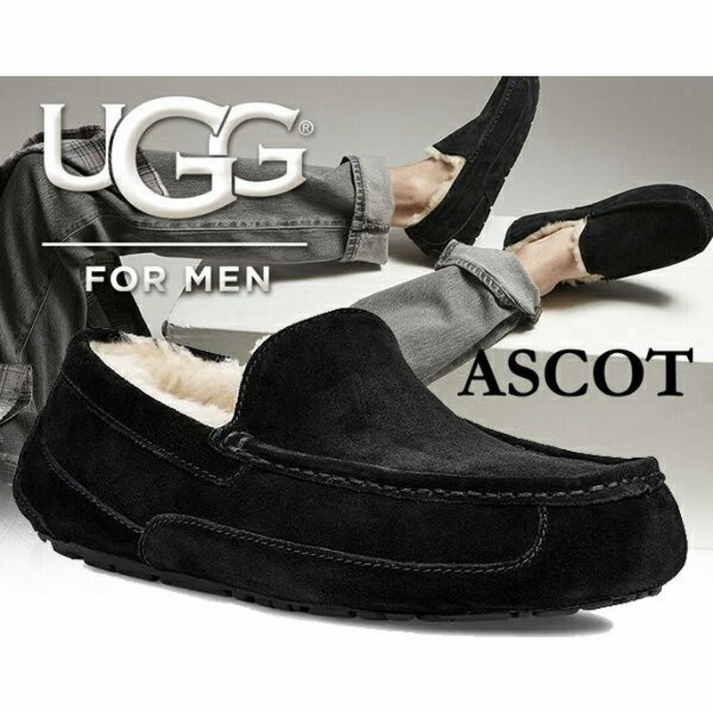 アグ Ugg アスコット メンズ スリッポン Ugg Mens Ascot Black モカシンシューズ メンズ ファー スリッポン ブラック ムートン 通販 Lineポイント最大0 5 Get Lineショッピング