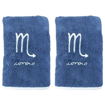 星座珊瑚絨浴巾 天蠍座 藍色 柔軟吸水 親膚舒適  2條