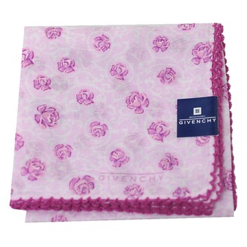 GIVENCHY 優雅玫瑰圖騰品牌字母LOGO帕領巾(粉紫色系/52CM)