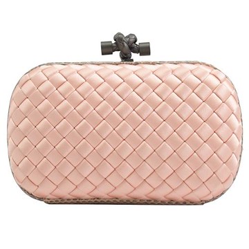 BOTTEGA VENETA 113085 結花釦飾段面手拿晚宴包.淺粉