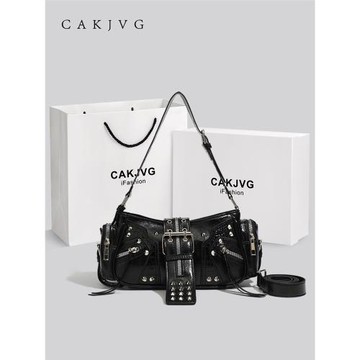 CAKJVG小眾甜酷風辣妹機車包鉚釘高級感腋下包2025新款單肩包女包