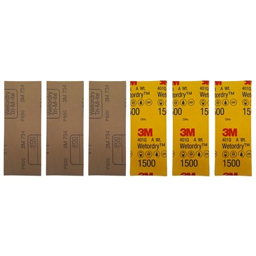 3M 砂紙 手持砂磨架專用  800號 x 3 + 1500號 x 3  1組