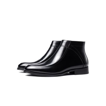 切爾西靴男加絨真皮英倫皮靴尖頭短靴高幫商務皮鞋漆皮男士棉靴子