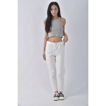 (M) vanilla j韓牌高腰丹寧牛仔緊身白色長褲二手衣