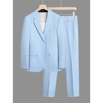 西裝男士套裝純色休閑西服韓版商務修身正裝兩件套青年雙開叉外套
