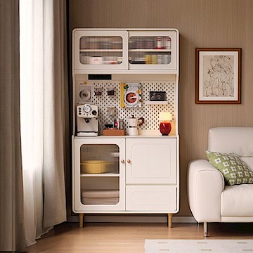 源氏木語椰奶奶油風實木洞洞板儲物岩板餐櫃0.85M Y211Q08 (H014403553)