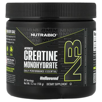 NutraBio, 表現，微粒化一水肌酸，5.3 盎司（150 克）