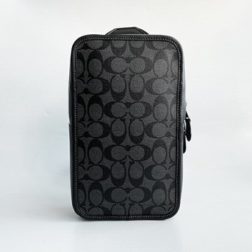 美國百分百【全新真品】COACH 皮包 肩背包 斜背包 皮革 男包 專櫃精品 C9867 經典印花 黑色 CB77