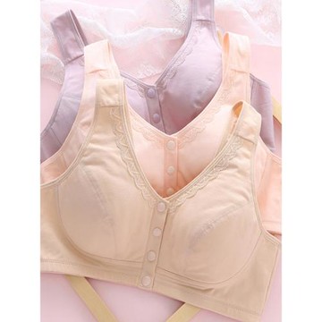 前扣純棉內衣全棉少女文胸內衣胸罩中老年背心聚攏大碼