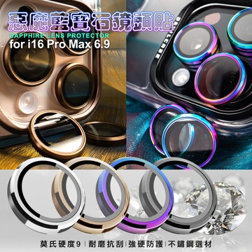 DEVILCASE惡魔 for iPhone16 Pro Max 6.9 藍寶石不鏽鋼 鏡頭貼 鏡頭環(3眼)-鈦金