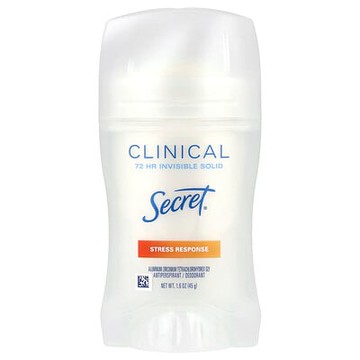 Secret, Clinical，72 小時無形固體，止汗淨味劑，應激反應，1.6 盎司（45 克）