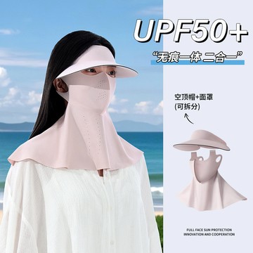 台灣熱賣防曬麵罩女全臉防紫外綫帽子一體護頸臉基尼騎行開車冰絲口罩透氣-L1001 9CS7