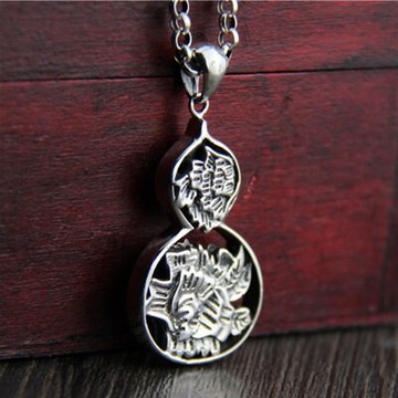 925純銀項鍊 吊墜-復古民族風蓮花葫蘆情人節生日禮物女飾品73gh11【獨家進口】【米蘭精品】