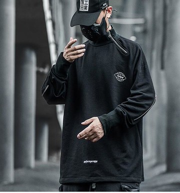 FINDSENSE X 男士 圓領衛衣男女國潮長袖T恤寬松上衣