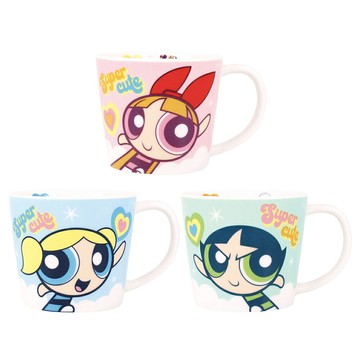 【日本正版】飛天小女警 寬口馬克杯 290ml 馬克杯 寬口杯 咖啡杯 花花 泡泡 毛毛