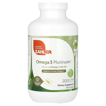 Zahler, 白金版 Omega-3，高階 Omega-3 魚油，2000 毫克，360 粒軟膠囊（每粒軟膠囊 1000 毫克）